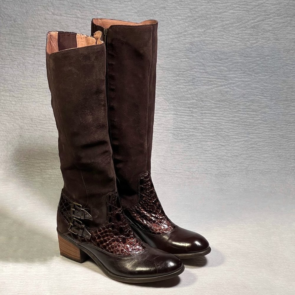 Donald J Pliner Brown Suede Leather Riding Boots -Western Couture Collection